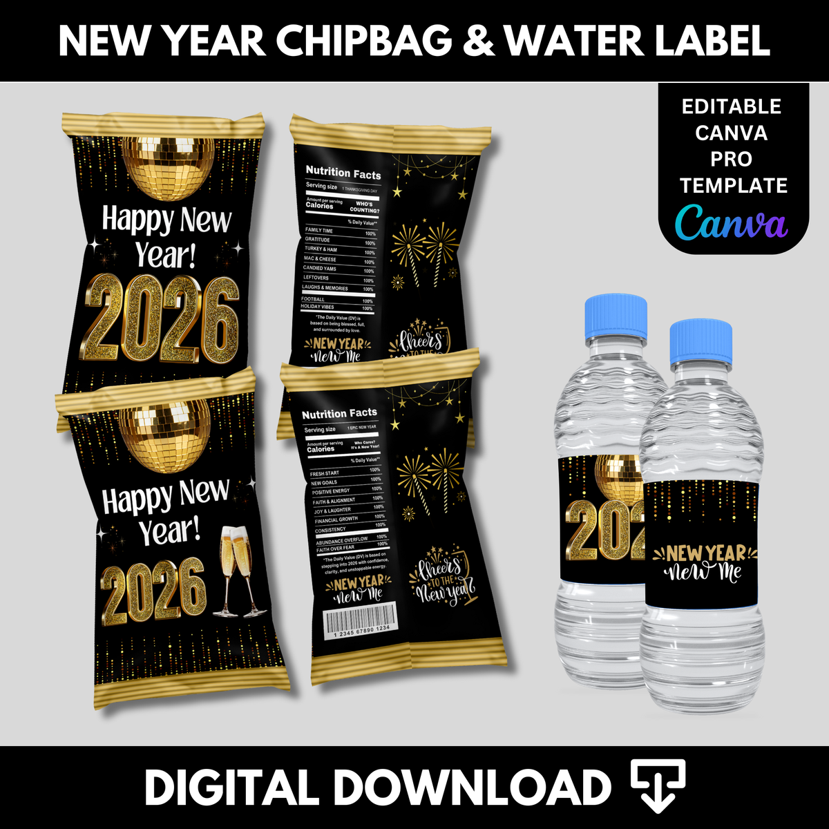 2026 New Year Chipbag & Water Label Template