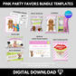 Pink Christmas Eve Box Party Favors Bundle