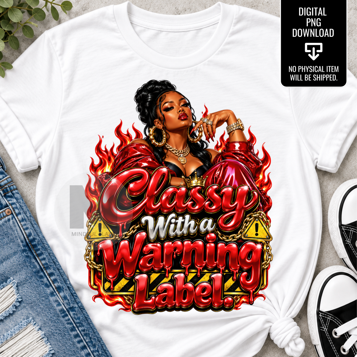Classy With a Warning Label – 4 PNG Bundle | Mindful Flava Exclusive