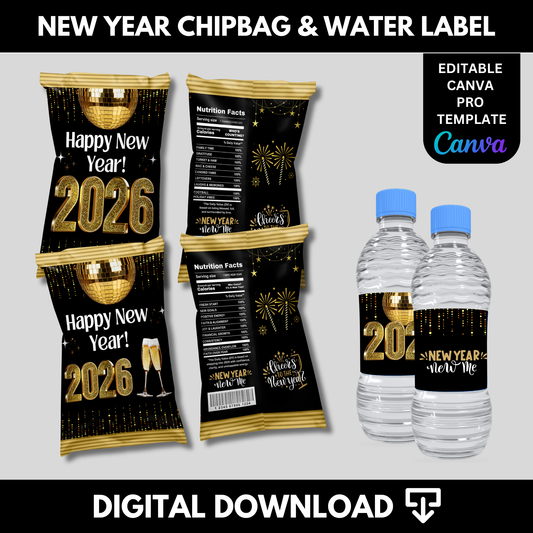 2026 New Year Chipbag & Water Label Template